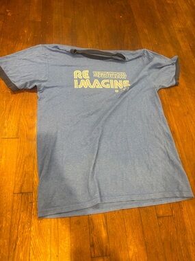 Source Unknown Blue "Reimagine" Long Sleeve Tee with Dark Trim